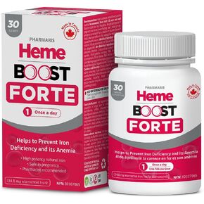 HemeBoost Forte 34.8 mg (696 mg heme الحديد) أنا 30 أقراص I عالية الفاعلية مكملات الحديد الطبيعي i asporgtion و gentle على حبوب منع الحديد للبالغين وآمن للاستخدام أثناء الحمل