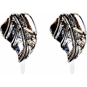Miyabi Grace Grace Women's Silver Leaf Misidalism مقطع غير مرئي على أقراط مريحة غير مثقوبة بأقراط ذهبية مثقوبة تبدو مثقوبة
