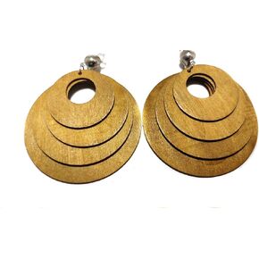 Clip-on Earrings Bohemian Wood Earrings Circle Hoops Dangle Assorted Colors 3 inch Large