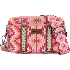 Wrangler Crossbody Bag for Women Boho Aztec Small Multi Pocket Crossover Purse