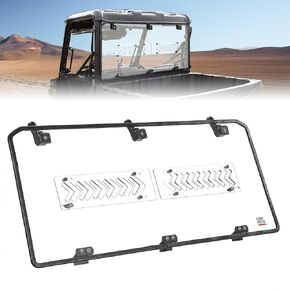 KEMIMOTO 2-IN-1 UTV Sliding Rear Window Compatible with Polaris Ranger Midsize 500/570/SP 570/Crew/ETX/EV(2015-2025), 1/4" PC Tinted Back Window with Pre-installed Rubber Strips, Tinted