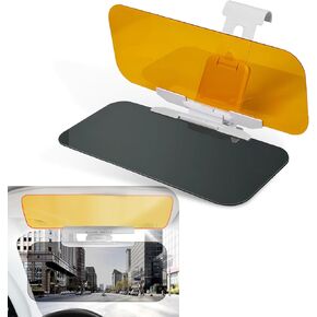 1 PC Car Sun Visor Extension, 4.72" x 12.59" Stretch Thickened Heat Resistant HD PC Lens Anti-High Beam Goggles Day and Night Sun Visor Accessories, Suitable for Most Cars (Black & Yellow)