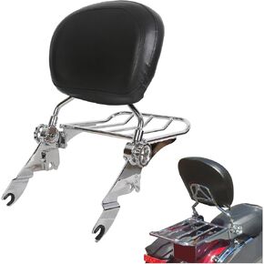 ECOTRIC Detachable Backrest Sissy Bar & Luggage Rack Compatible with 2009-2024 Harley Touring Road King FLHT, FLHX and FLTR, Street Glide, Electra Glide, Ultra Classic, Road Glide Ultra Custom Chrome