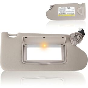 ZONFANT Grey Left Driver Side Sun Visor with Vanity Mirror and Light Compatible with Nissan Vehicle 2013-2018 Altima Without Sunroof, Replaces#96401-3TA2A