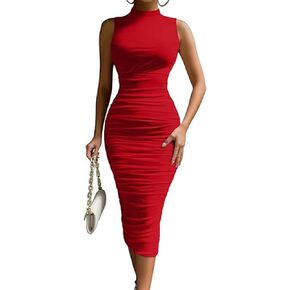 Moeencn المرأة المثيرة bodycon midi فستان ملابس عيد ميلاد شبكة عالية الرقبة الضيقة الضيقة الحزب كوكتيل الفساتين
