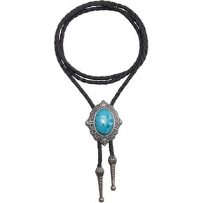 Joxevyia Turquoise Stone Bolo Tie with Leather Rope Western Cowboy Tie Unisex Accessory Groomsmen Gift for Him in Kuwait