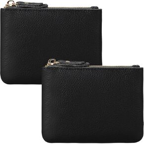 2 Pack Vegan Leather Coin Purse, Pouch Change Purse With Zipper, Coin Pouch, Change Purse, Coin Bag, Coin Purse for Women, Coin Purse for Men, For Men Women Black Black
