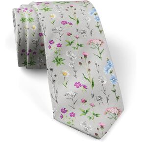 ( Watercolors Wild Flowers ) Fashion Novelty Necktie, Conversation Neckwear Ties Great for Party and Events