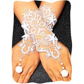 Wedding Bride Lace Gloves Fingerless White Tea Party Gloves for Women