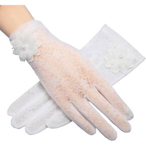 Tea Party Gloves for Women, White Lace Gloves, Suitable for Tea Parties, Weddings, Operas, Dances, Halloween and Role-Playing