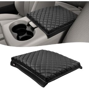 KBH Center Console Armrest Cover for Ford F150 2004-2010, 40/20/40 Split Bench Jump Seat, Middle Console Lid Protector Thick Pad, Vinyl Leather, Anti-Scratch, Black