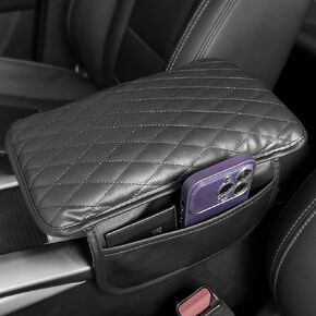Car Center Console Cover, Microfiber Leather Car Arm Rest Cover with 2 Storage Bags, Scratch & Wear Resistant, Universal Car Armrest Storage Box Car Interior Accessories for Most Vehicles