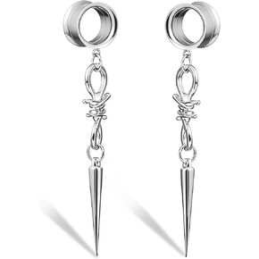Lademayh 2pcs الصلب الجراحي 316L الأذن مع ارتفاع حاد أقراط المقاييس المتدلية للأسلوب الشرير/القوطية ، مقابس الأذن hypoallergenic جسم مجوهرات للنساء والرجال