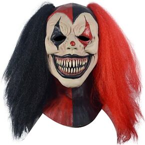 Clown Halloween Skull Mask Red and Black Scary Killer Full Head Adult Evil Joker Masks for Cosplay Masquerade Costume Prop