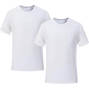 ORJ 2 PCS Adult Unisex Sublimation Blank T Shirts polyester tshirts for sublimation White Crew Neck