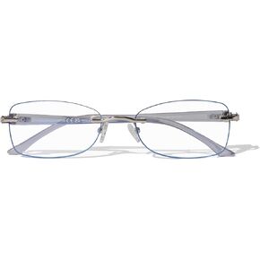 Rimless Reading Glasses for Women, Rectangle Blue Light Blocking Readers With Tinted Edge