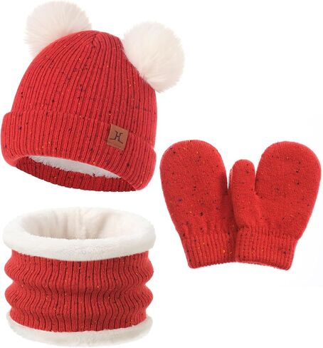 Baby Boy Hats 6-12 12-18 Months Toddler Girl Scarf And Mitten Gloves Set 1-2 2t-4t Kids Pom Beanie Winter Accessories Age 6-8 in Kuwait
