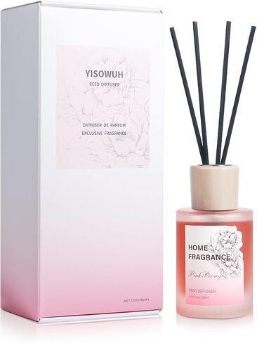 Reed Diffuser - Pink Peony 4.06oz (120ml) 1 Pack Essential Oil Reed Diffuser Set with 8 Sticks, Long Lasting Fragrance for Home, Bathroom, Bedroom, Room, Decor in Saudi Arabia