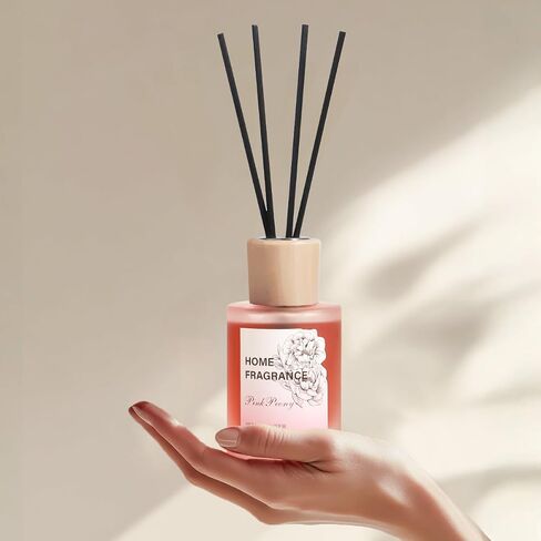 Reed Diffuser - Pink Peony 4.06oz (120ml) 1 Pack Essential Oil Reed Diffuser Set with 8 Sticks, Long Lasting Fragrance for Home, Bathroom, Bedroom, Room, Decor in Saudi Arabia