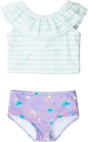RuffleButts Periwinkle Blue Seersucker Seersucker Bow Ruffle Bikini - 3T in Saudi Arabia