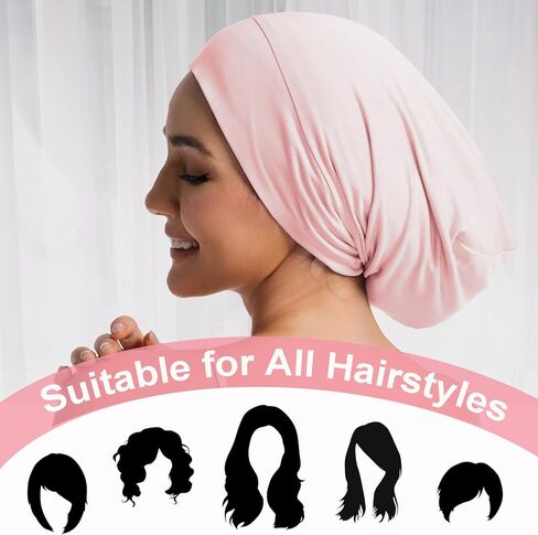 Sleep Bonnet for Women, Hair Bonnets for Sleeping, Adjustable Cooling Ice Silk Lined Sleep Cap for Curly Braids Hair Beanie in Saudi Arabia