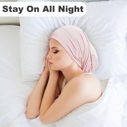 Sleep Bonnet for Women, Hair Bonnets for Sleeping, Adjustable Cooling Ice Silk Lined Sleep Cap for Curly Braids Hair Beanie in Saudi Arabia