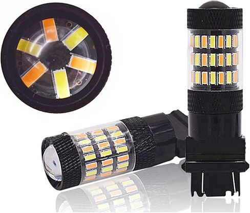 7443 7444 60SMD Switchback LED Bulb, Dual Color Amber Yellow Turn Signal Lights (Blinker Lamps), 6000K Xenon White Super Bright Parking Lights, Plug & Play, Pack of 2 in Kuwait