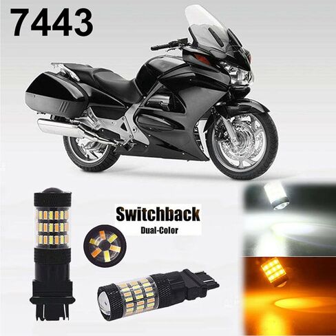 7443 7444 60SMD Switchback LED Bulb, Dual Color Amber Yellow Turn Signal Lights (Blinker Lamps), 6000K Xenon White Super Bright Parking Lights, Plug & Play, Pack of 2 in Kuwait