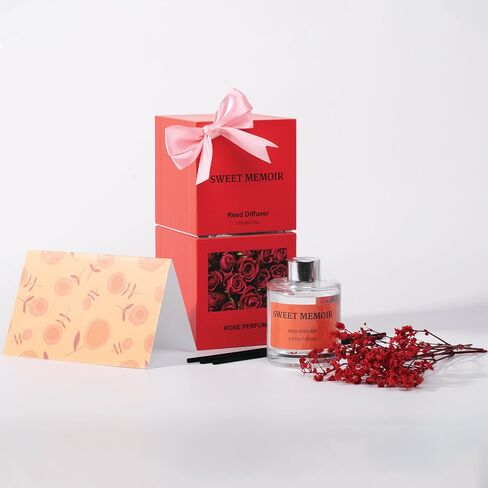 Essential Oil Reed Diffuser Set, Moroccan Amber Fragrance Diffusing Sticks with 150 mL Decorative Bottle and Preserved Flowers, Soft Aromatherapy Gift, Home or Office Décor with Gift Box in Saudi Arabia