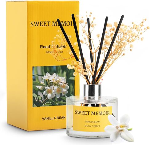 Essential Oil Reed Diffuser Set, Moroccan Amber Fragrance Diffusing Sticks with 150 mL Decorative Bottle and Preserved Flowers, Soft Aromatherapy Gift, Home or Office Décor with Gift Box in Saudi Arabia