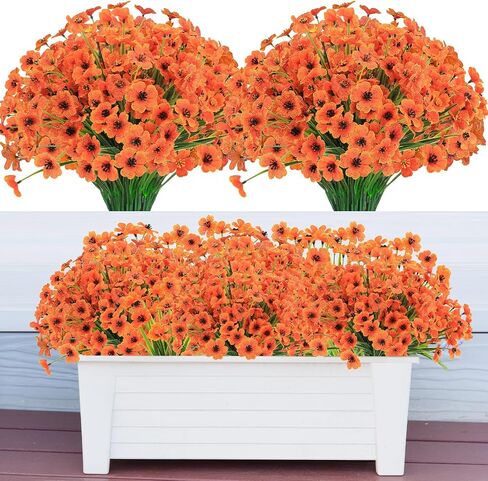 20 Bundles Artificial Flowers for Outdoors Decorations, Fake Flowers Faux Plants Silk Colorful Daisy Eucalyptus Flowers Realistic UV Resistant for Garden Patio Porch Box Home Decor, White in Saudi Arabia