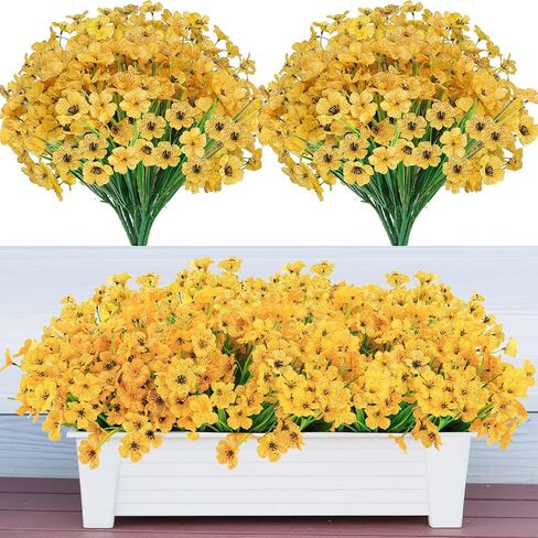 20 Bundles Artificial Flowers for Outdoors Decorations, Fake Flowers Faux Plants Silk Colorful Daisy Eucalyptus Flowers Realistic UV Resistant for Garden Patio Porch Box Home Decor, White in Saudi Arabia