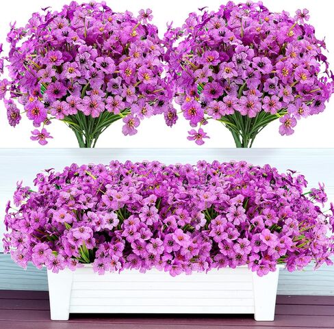 20 Bundles Artificial Flowers for Outdoors Decorations, Fake Flowers Faux Plants Silk Colorful Daisy Eucalyptus Flowers Realistic UV Resistant for Garden Patio Porch Box Home Decor, White in Saudi Arabia