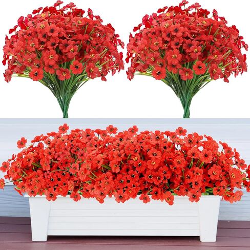 20 Bundles Artificial Flowers for Outdoors Decorations, Fake Flowers Faux Plants Silk Colorful Daisy Eucalyptus Flowers Realistic UV Resistant for Garden Patio Porch Box Home Decor, White in Saudi Arabia