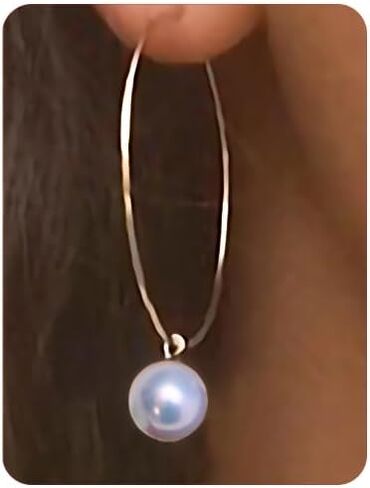 Pearl Hoop Earrings 14K Gold Plated Drop Dangle Earrings For Women Trendy Round Simulated Shell Pearl Earrings in Saudi Arabia