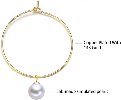 Pearl Hoop Earrings 14K Gold Plated Drop Dangle Earrings For Women Trendy Round Simulated Shell Pearl Earrings in Saudi Arabia