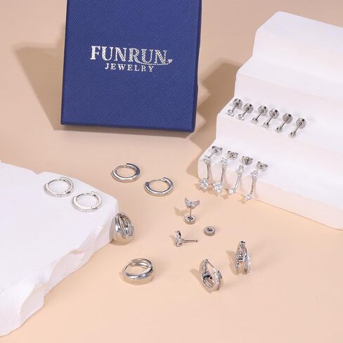 Hypoallergenic Flat Back Earrings For Women - Gold Stud Hoop Earrings Surgical Steel Stud Earring Small 14K Gold Huggie Hoops Cartilage Earring Set For Multiple Piercing in Kuwait