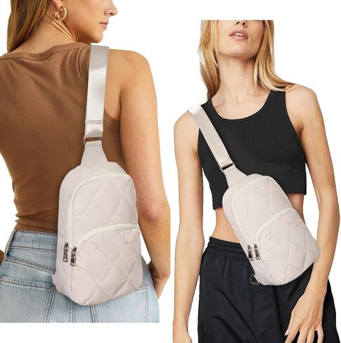 Quilted Sling Bag for Women Puffer Crossbody Bag Sling Backpack Purse Lightweight Fanny Pack Puffy Chest Bag in Kuwait