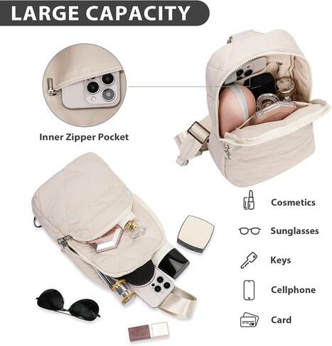 Quilted Sling Bag for Women Puffer Crossbody Bag Sling Backpack Purse Lightweight Fanny Pack Puffy Chest Bag in Kuwait