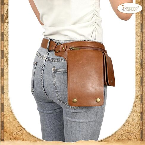 JASGOOD Waist Bag Leather Fanny Pack for Women Vintage Renaissance Belt Festival Pouch Faux Leather Hip Bag for Travel Hiking in Saudi Arabia