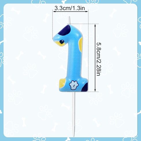 Blue Dog Paw Number Candle ، Cute Dog Paw Paw Birthday Cake Birthday Cake Topper Decorations for Boys & Girls Party Decoration Supply (رقم 2) in Saudi Arabia