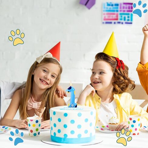 Blue Dog Paw Number Candle ، Cute Dog Paw Paw Birthday Cake Birthday Cake Topper Decorations for Boys & Girls Party Decoration Supply (رقم 2) in Saudi Arabia
