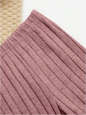 MakeMeChic Girl's 3 Piece Outfits Ribbed Knit Button Down Long Sleeve Cardigan and Flared Pants with Cami Crop Tops in Saudi Arabia