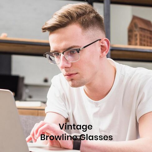 Cyxus Men Blue Light Blocking Glasses Half Rimless Computer Gaming Glasses Square Fashion Glasses for Men 8133 in Saudi Arabia