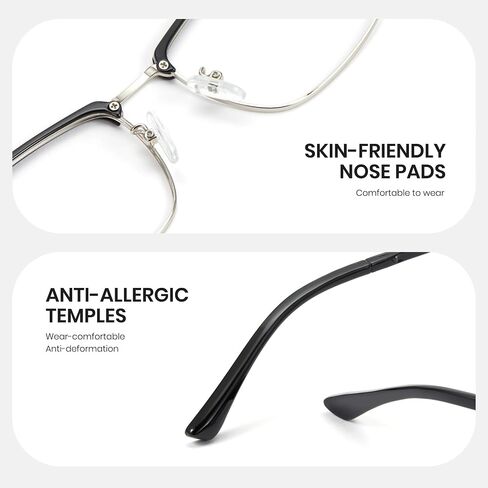 Cyxus Men Blue Light Blocking Glasses Half Rimless Computer Gaming Glasses Square Fashion Glasses for Men 8133 in Saudi Arabia