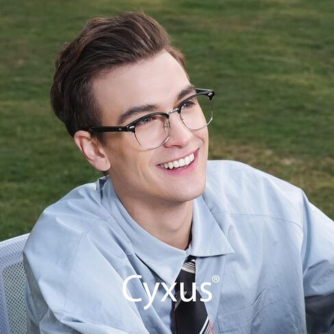 Cyxus Blue Light Glasses Men Retro Semi Rimless Clear Blue Light Glasses for Computer Eye Strain Gaming Glasses Anti Harmful Blue Light for Men Women in Kuwait