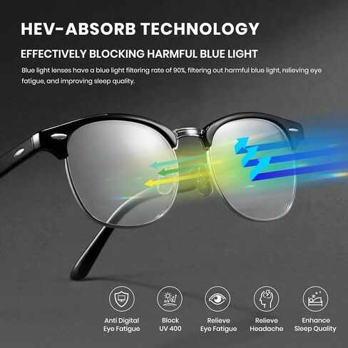 Cyxus Blue Light Glasses Men Retro Semi Rimless Clear Blue Light Glasses for Computer Eye Strain Gaming Glasses Anti Harmful Blue Light for Men Women in Kuwait