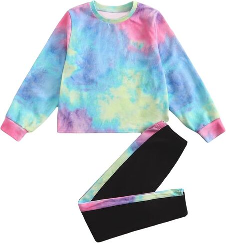 Soly Hux Girl's Girm Print Long Sweeve Sweetshirt Top and Pants Sit 2 Outfits in Kuwait