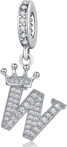 Silver Letter Charm Fit for Pandora Charms Bracelet Alphabet Initial Crown Charms Beads Jewelry Gifts for Women in Kuwait