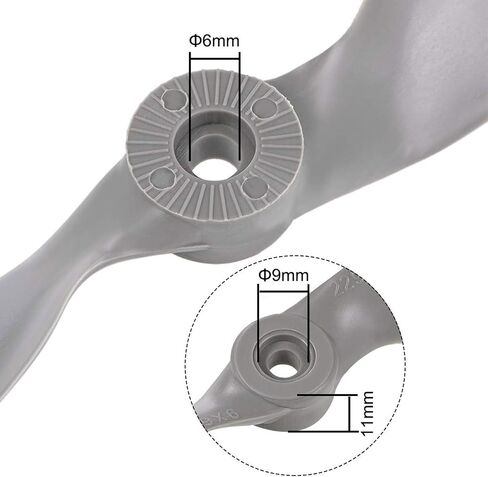 TOP-VIGOR 2pcs CW RC Propellers 1365 13 x 6.5 Inch 2-Vane RC Vehicle Propellers Replacement for RC Airplane with Adapter Rings Nylon Gray in Saudi Arabia